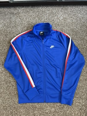 Nike N98 Tribute Track Jacket Mens Small Blue White Red Stripe Full Zip Athletic