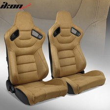 Universal Pair Reclinable Racing Seats Dual Sliders Brown Suedecarbon Leather Universal Pair Reclinable Racing Seats Dual Sliders Brown Suedecarbon Leather