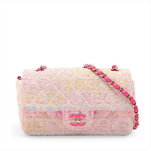 Chanel Mini Matelasse 20 tweed x lambskin Single Flap Single Chain Bag White x p