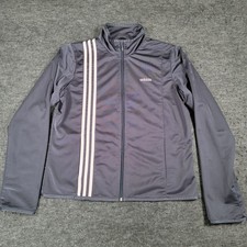 Vtg Adidas Retro Track Jacket Women Lg Classic 3 Stripe Y2K Sport Athleisure 426