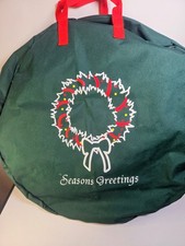 24 x 6 Wreath Storage Bag Green Red Handles Holiday Seasons Greetings Waterproof