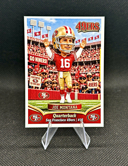 Joe Montana Bobblehead Style Custom ACEO Art Card San Francisco 49ers NFL HOF 🏈