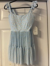 Blogilates Women's Mommy  Me Ballerina Ruffle Dress - Blue Citrus Print Size L