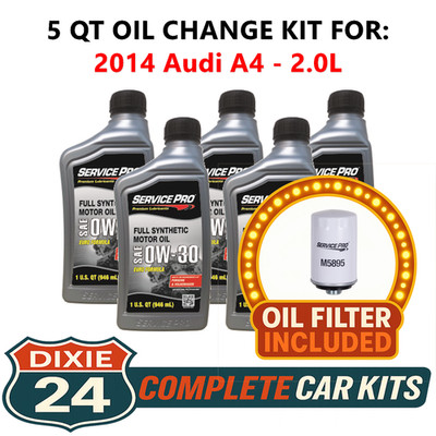 Fits: 2014 Audi A4 2.0L 6,000 Mile Synthetic Oil & Filter Kit (0W-30)