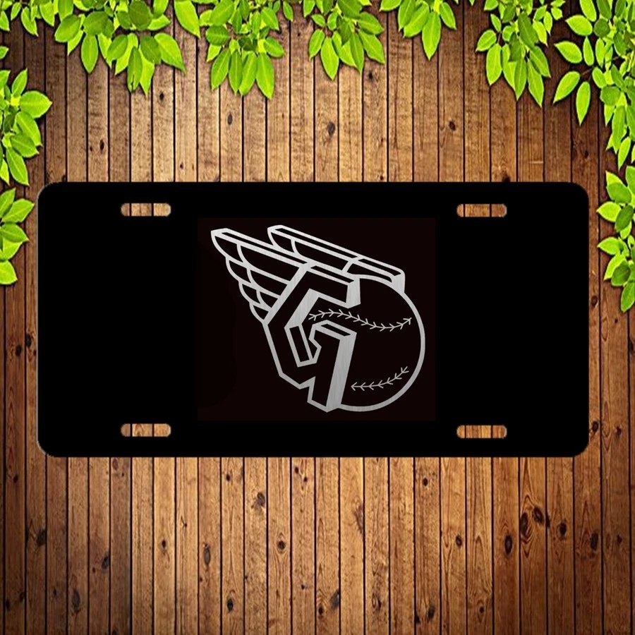 Black over Brushed Aluminum Laser etched Cleveland Guardians License plate tag - Picture 1 of 4