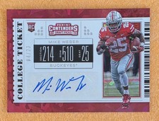 MIKE WEBER 2019 Panini Contenders College Ticket RC Auto #4/23 OSU BUCKEYES