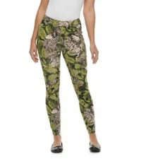 Utopia by Hue Green Floral Palm Jean Leggings Size XL (16-18) UT19188 Jeggings
