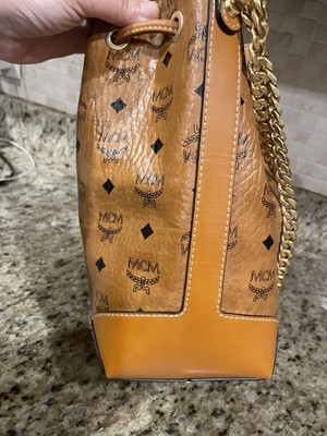MCM Cognac Ladies Soft Berlin Drawstring Bag in Visetos