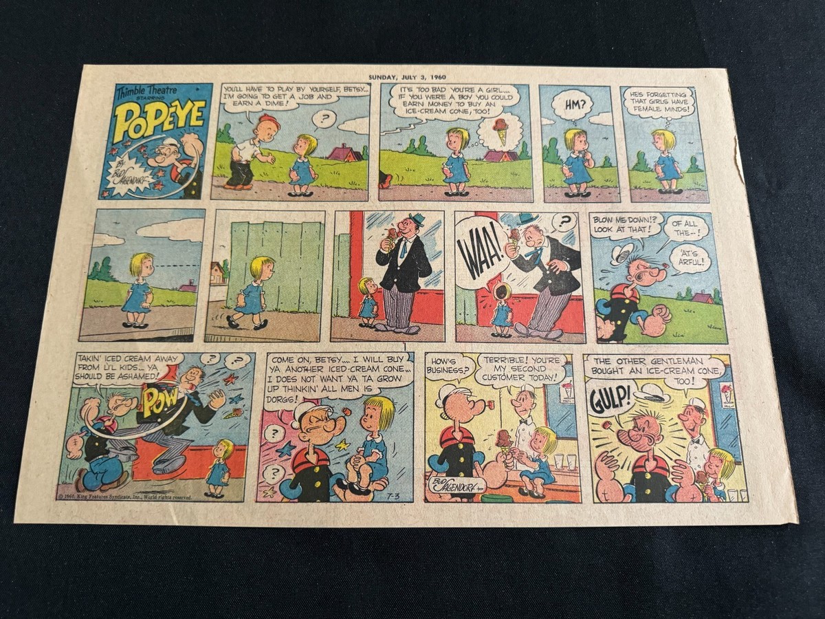 H04 POPEYE by Bud Sagendorf Lot of 7 Sunday Half Page Comic Strips
