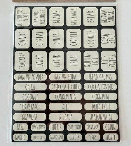 NEW Rae Dunn 180 Cream Black “ORGANIZING LABELS” Black Letters