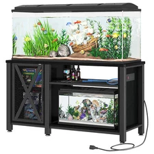 Metal Aquarium Stand For 75 Gallon Tank Fish Tank Cabinet w Storage Power Outlet