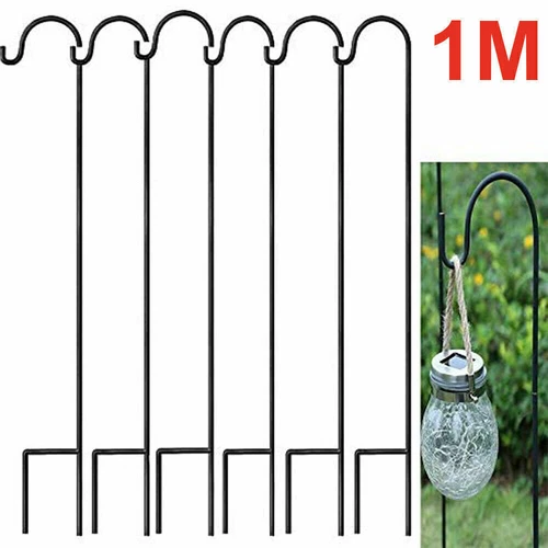 4X Shepherd Hook Metal Garden Stake For Pots Solar Light Lantern Bird Feeder - Picture 1 of 12