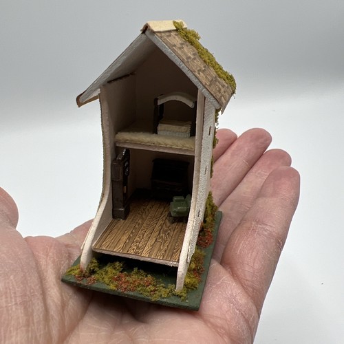 Miniature House Shoehouse Diorama Vintage 1983 With Grandfather Clock Bed Chair - Picture 12 of 13