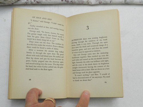 1937, Of Mice and Men by John Steinbeck, HB Covici Friede, 1st BCE w/NOTES, VG - Picture 6 of 7