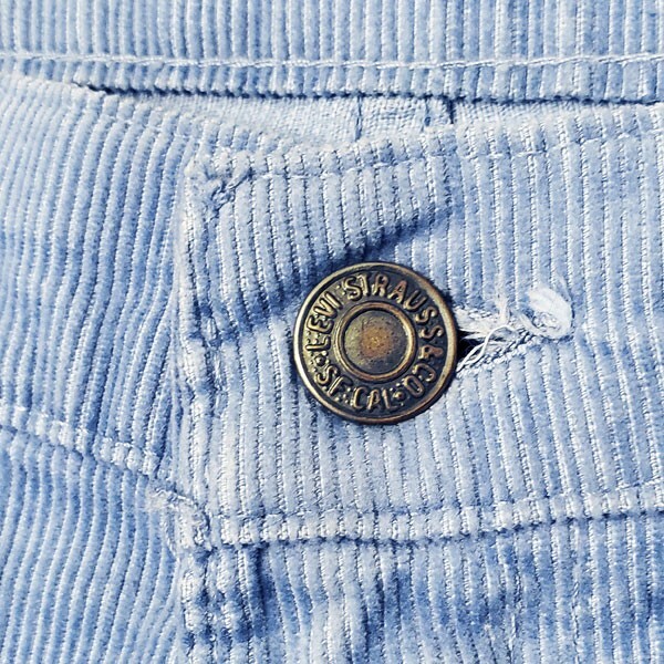 Vintage 70's Levis 564 Cord Bells. Rare Metal Button Back