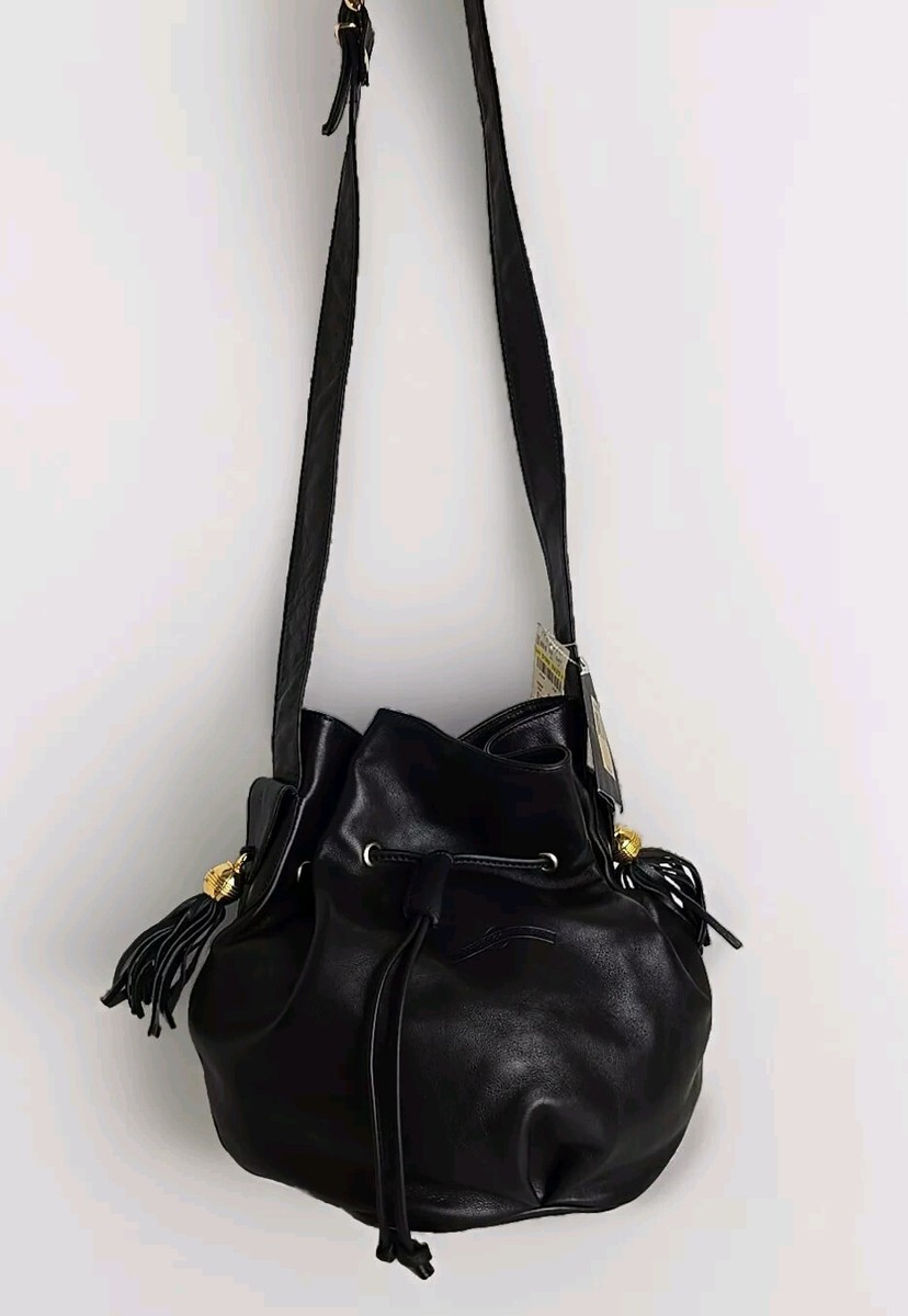 FRANCESCO BIASIA Vintage Leather Bucket Style Handbag Grip Bag