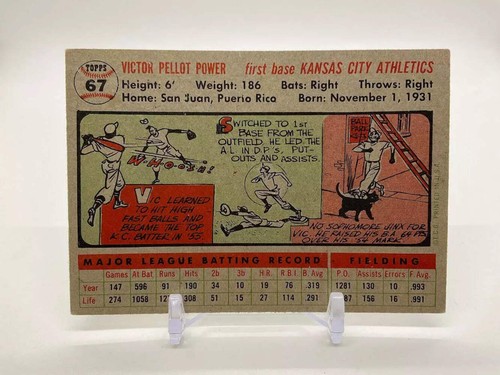 Vic Power 1956 Topps #67 Kansas City Athletics EX #1 - Picture 2 of 2