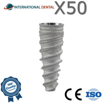 Lot Of 50 SLA Surface Titanium Conical Spiral Dental Fixture (NP) 2.25mm