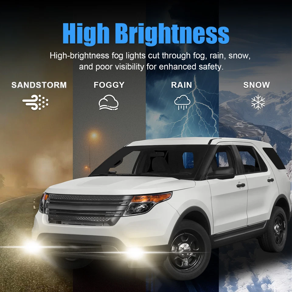 Fog Lights For Ford Explorer 2011 2012 2013 2014 2015 Front Bumper Driving Lamps - Image 3 of 4