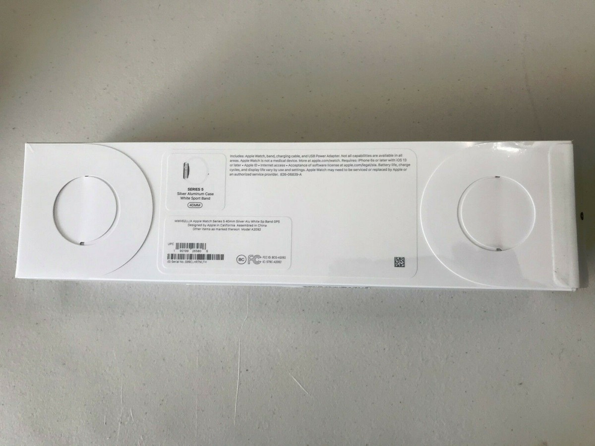 Apple Watch Series 5 40mm Silver Case White Band - (MWV62LL/A) for