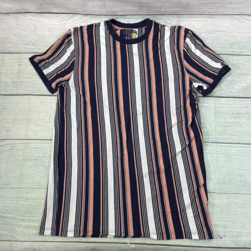 San Francisco Work Shirts Striped Cap Sleeve Women's Multicolor T-Shirt Size L