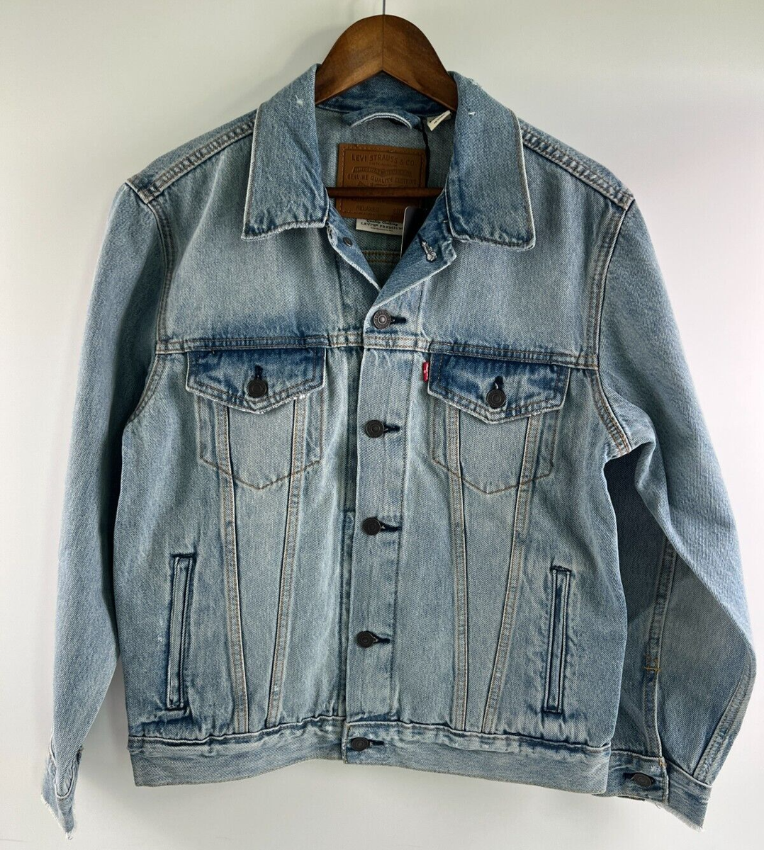 Levi's Premium Men Relaxed Fit Trucker Point Collar Jeans Jacket Blue XS NWT