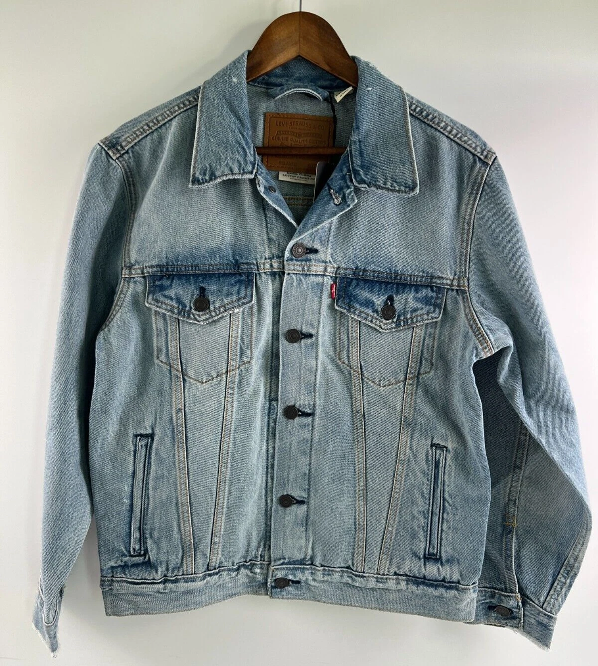 Levi's Premium Men Relaxed Fit Trucker Point Collar Jeans Jacket Blue XS NWT