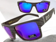 Classic Sporty Hardcore Biker LOCS SUNGLASSES Square Wood Frame For Large Heads