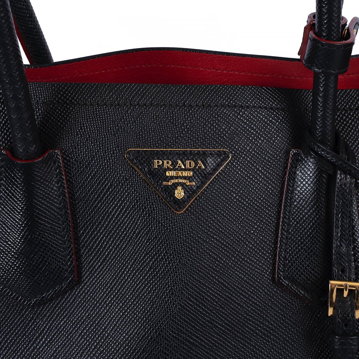 69333 auth PRADA black / Fuoco red Saffiano leather LARGE 69333 auth PRADA black / Fuoco red Saffiano leather LARGE