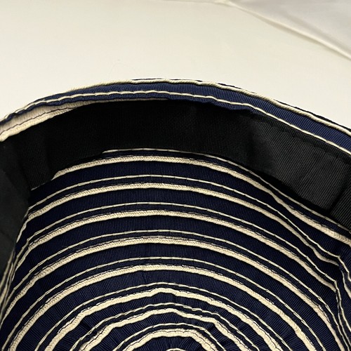 Daiso Japan Navy Striped Cloth Floppy Sun Hat Foldable Wide Brim - Picture 7 of 14