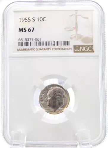 1955-S SILVER ROOSEVELT DIME NGC MS 67  (BT678)