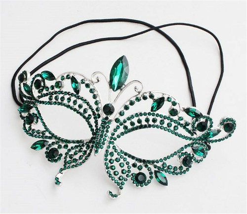 Women Metallic Crystal VENETIAN Masquerade Halloween Fancy Ball Face Eye Mask - Picture 9 of 31