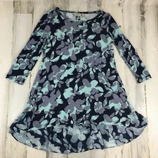 LOGO Lori Goldstein Tunic Top Blue Floral Print QVC A274966 Sz XXS
