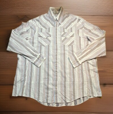 True Religion Western Style Shirt Mens 3XL Striped Pearl Snap Button Up