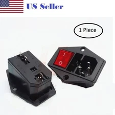 Sodial(R) Inlet Male Power Socket with Fuse Switch 10A 250V 3 Pin IEC320 C14 AD