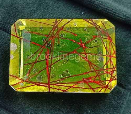 146 CT Emerald Cut Bi-Color Rutilated Quartz EGL Certified Loose Gemstone 5ART