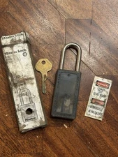 NIB Master Lock Lockout Safety Padlock Black Thermoplastic