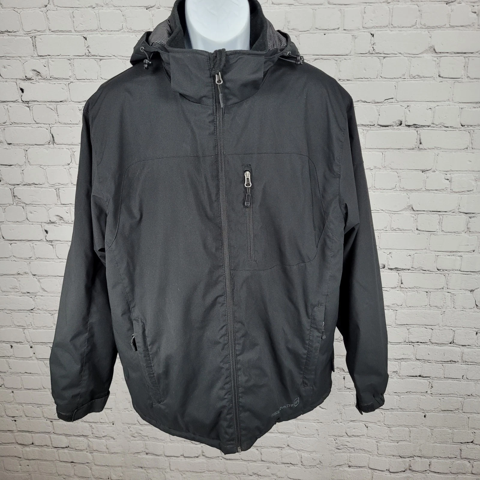Free Country Black Insulated Removable Hood Inner Pockets Jacket Size Medium M