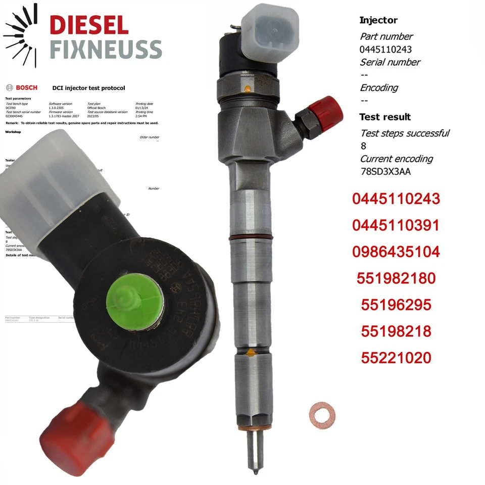 Injecteur 0445110243 1,9 CDTI Astra Vectra Signum Zafira 55198218 CDTi Multijet - Photo 2/4