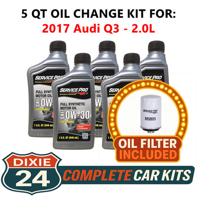 Fits: 2017 Audi Q3 2.0L 6,000 Mile Synthetic Oil & Filter Kit (0W-30)