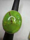 Vtg Sterling Silver Large Oval Lime Green Gaspeite Statement Ring Size 8 B33