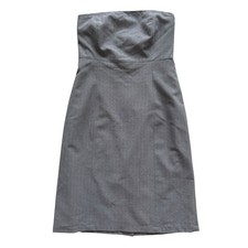 Vintage Gap Grey Pinstripe Strapless Wool Blend Sheath Dress sz 10 12 Y2K retro