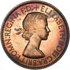 1953 Proof Halfpenny - Elizabeth II British Bronze Coin - Superb