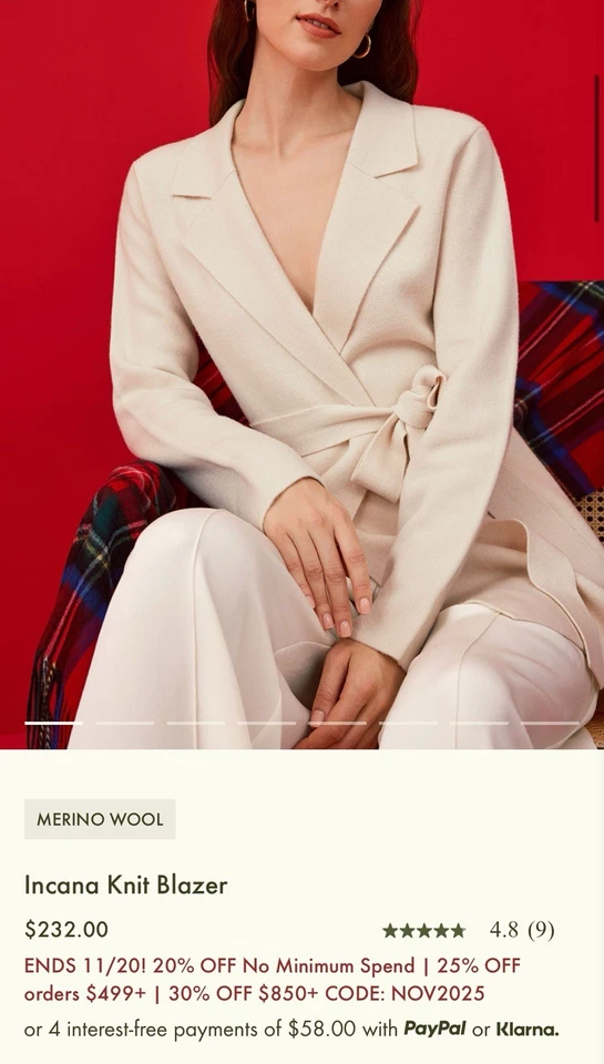 Abrigo suéter de lana lirio seda cachemir para mujer talla pequeña Foto 3 de 4