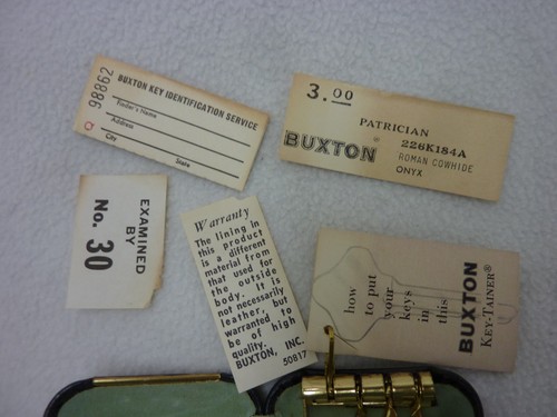 VINTAGE NWT BUXTON KEY-TAINER BROWN ROMAN COWHIDE WITH 4 KEY HOLDER CASE USA - 第 12/14 張圖片