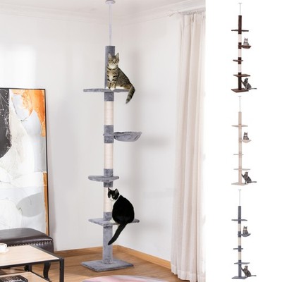 PawHut Floor to Ceiling Cat Tree for Indoor Cats 5-Tier Kitty Tower