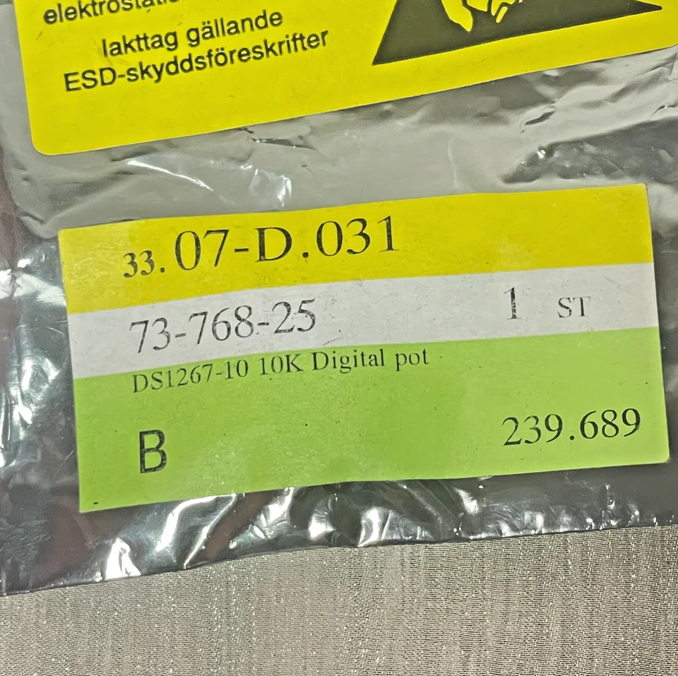 Maxim-Dallas DS1267-10 Digital Potentiometer 10K DIP-14 IC 256-Tap Dual Channel - Image 3 of 3