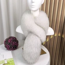 Women's Whole Full Real Fox Fur Scarf Neckerchief Scarves Neck Warm Collar Stole
