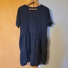 Gap Women's Size L Black Short Sleeve Tiered Dress Cotton Minimalist 