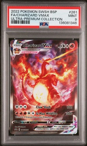 2022 POKEMON SWSH BLACK STAR PROMO #261 FULL ART/CHARIZARD VMAX PSA 9